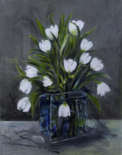 Louis Cane (né en 1943) Bouquet de tulipes blanches
Huile sur papier, signée et daté...