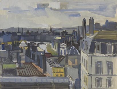 Antoine CHARTRES (1903-1968) Les toits du Vieux-Lyon et la Cathédrale Saint-Jean
Gouache,...