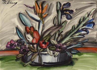 Frank PRIKING (1929-1979) Bouquet de fleurs
Aquarelle et encre, signée en haut à...