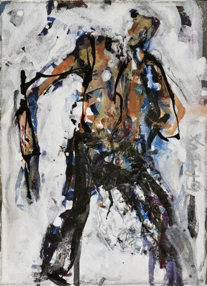 François RIEUX (né en 1975) Homme en mouvement
Acrylique et collage sur toile, signée...