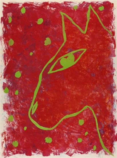 Jean-Philippe AUBANEL (né en 1953) Tête de cheval en vert
Lithographie, signée en...