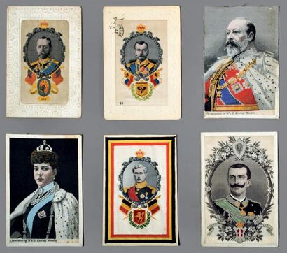 null Souverains européens, période de la Guerre 1914-1918 14 cartes-postales illustrées...