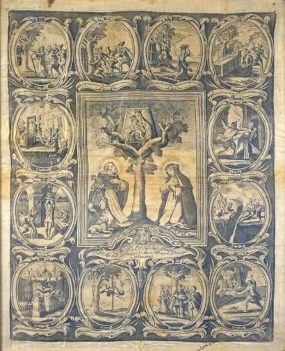 null Rare gravure sur soie dédicacée au Prince Francesco Maria
Ruspoli, fin du XVIIe...