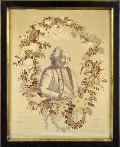 null À la mémoire de Philippe de Lasalle, dessinateur XVIIIe siècle Portrait tissé...