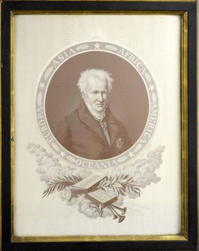 A. von Humboldt (1769-1859), portrait tissé par la manufacture 
J. Reybaud, Lyon,...