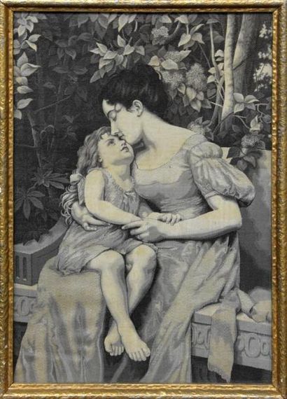null Deux tableaux tissés, Saint-Étienne, vers 1900
L'Orage tissé en grisaille par...