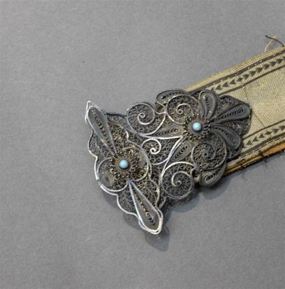 null Élégante ceinture, Russie, seconde moitié du XIXe siècle Tissu acier tramé soie...