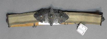 null Élégante ceinture, Russie, seconde moitié du XIXe siècle Tissu acier tramé soie...