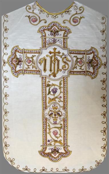 null Ensemble de modèles de présentation de dos de chasubles romaines, vers 1900-1910
Broderie...