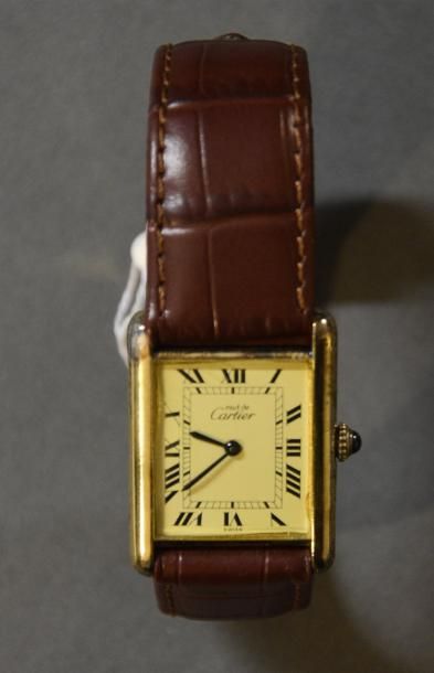 MUST de CARTIER Montre de dame en vermeil (925/°°), cadran rectangulaire à fond crème,...