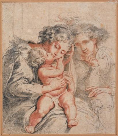 Ecole Italienne du XVIIIe siècle Couple avec un enfant
Sanguine et crayon noir
H....