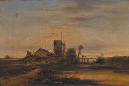 Antoine GUINDRAND (1801-1843) Paysage aux moulins
Huile sur toile, signée et datée...