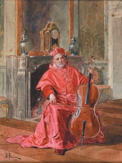 Bernard Louis BORIONE (1865-?) Cardinal musicien
Aquarelle sur papier, signée et...