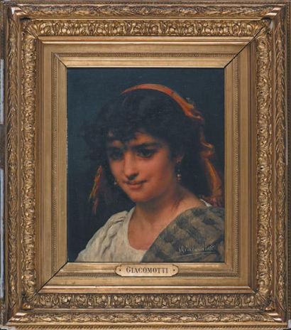 Felix-Henri GIACOMOTTI (1828-1909) Portrait d'italienne
Huile sur toile, signée en...