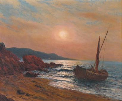Jean KEULÉYAN-LAFON (1886-1973) Le retour de la pêche, soleil couchant
Huile sur...