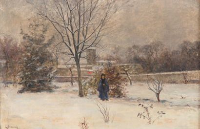 Charles BEAUVERIE (1839-1924) Effet de neige
Huile sur toile, signée en bas à gauche...