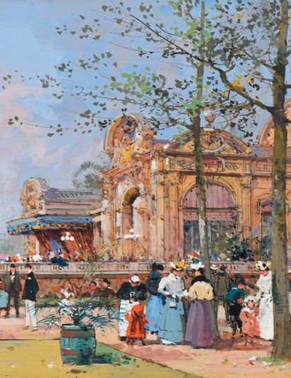 Eugène GALIEN-LALOUE (1854-1941) Le casino de Vichy
Gouache, signée en bas à gauche
H....