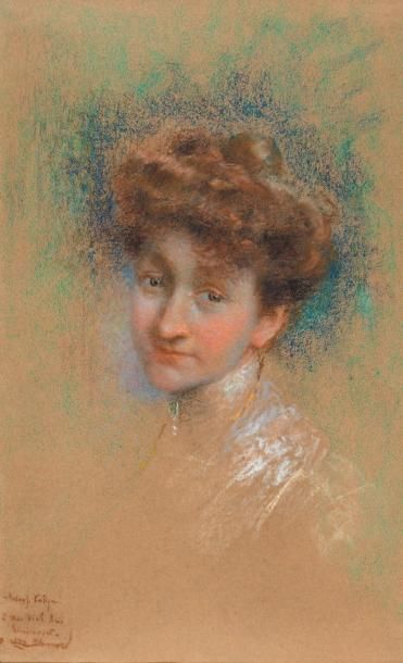 Lucien Levy-Dhurmer (1865-1953) * Portrait de Madame Falize
Pastel sur papier, signé...