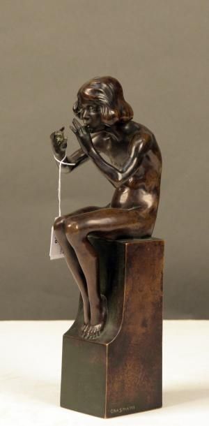 Albert CAASMANN (1886-1968) La petite flûtiste
Bronze patiné, signé sur la stèle
Cachet...