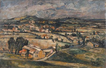 Emile DIDIER (1890-1965) Paysage de la campagne lyonnaise, 1942
Huile sur toile,...