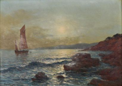Jean KEULEYAN -LAFON (1886-1973) Départ pour la pêche, lever de soleil
Huile sur...