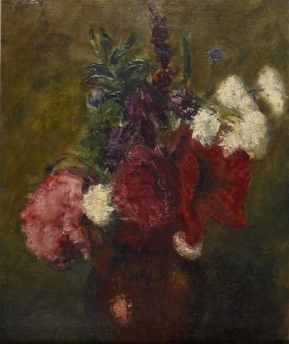 Eugène BAUDIN (1843-1907) Bouquet de fleurs
Huile sur toile, signée en bas à gauche
H....