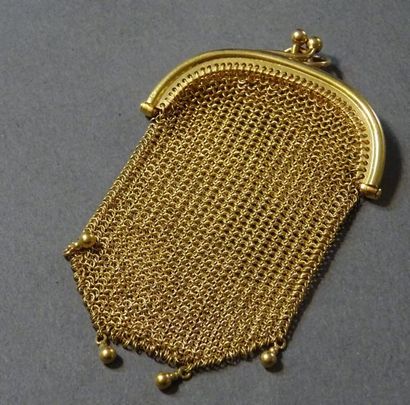 Bijoux - Joaillerie Petite bourse en côte de mailles d'or jaune 18K (750/°°) Poids...