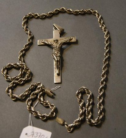 Bijoux - Joaillerie Crucifix de Chanoine en argent (925/°°) avec sa chaîne à maille...
