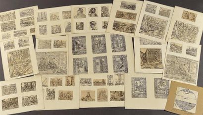 ESTAMPES Ecoles du NORD, XVIe et XVIIe siècles Fort lot de 76 gravures sur bois environ...