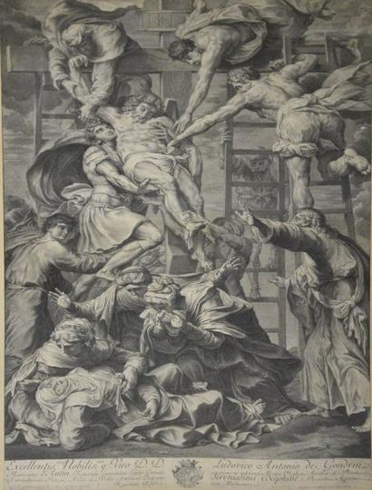 ESTAMPES D'après Nicolas DORIGNY (1658-1746)
Déposition du Christ. Gravure. XVIIIe...