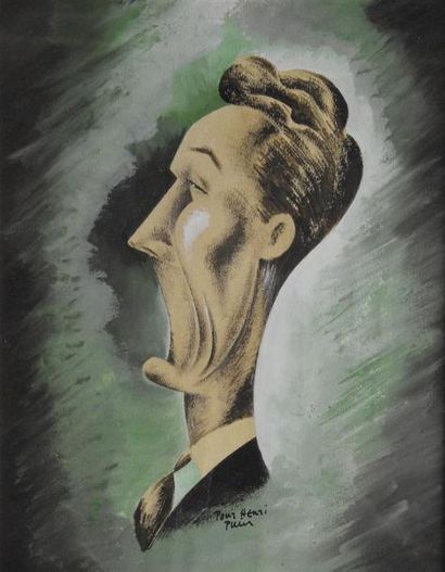 Dessins - Oeuvres sur papier Bernard GRAMBERT (XXe siècle) Caricature d'homme Aquarelle...
