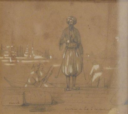 Dessins - Oeuvres sur papier Charles de C. (XIXe siècle) Capitaine de port à Constantinople...