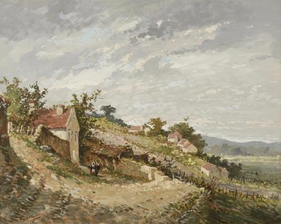 Art moderne et contemporain Eugène GALIEN-LALOUE (1854-1941) Paysannes près du village...
