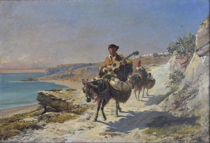 Tableaux du XIXe siècle et Ecoles régionales Louis GUY (1824-1899) Les ânes quittant...