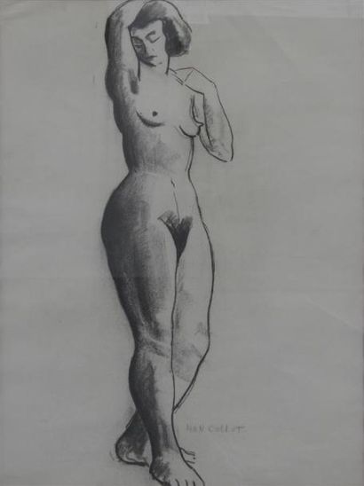 Art moderne et contemporain Man COLLOT (1903-1962) Nu féminin Fusain sur papier signé...