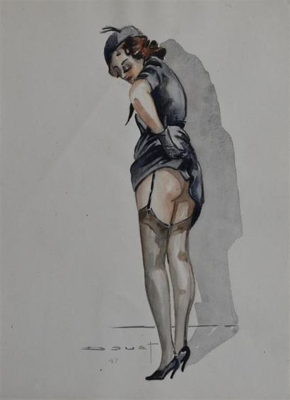 Art moderne et contemporain Pierre DOUET (1898-1989) Femmes Suite de cinq aquarelles...