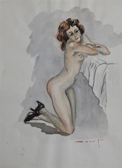 Art moderne et contemporain Pierre DOUET (1898-1989) Femmes Suite de cinq aquarelles...