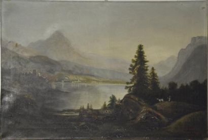 null G. LANFRAY (XXe siècle), d'après Théodore LEVIGNE Bergère près du lac Huile...