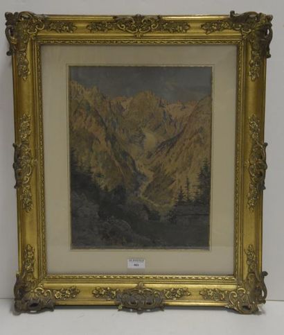 Art populaire et Objets de curiosité Edouard BRUN (1860-1935) Paysage de montagne...