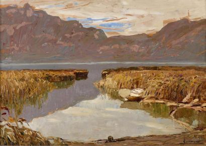 Art moderne et contemporain Joseph Victor COMMUNAL (1876-1962) Lac du Bourget Huile...