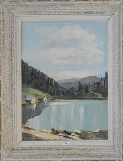 Art populaire et Objets de curiosité Nancie POIGNANT (1911-?) "Lac près de Morzine"...