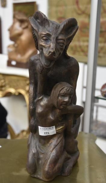 null CURIOSA Bronze représentant un bouc troussant une jeune femme 