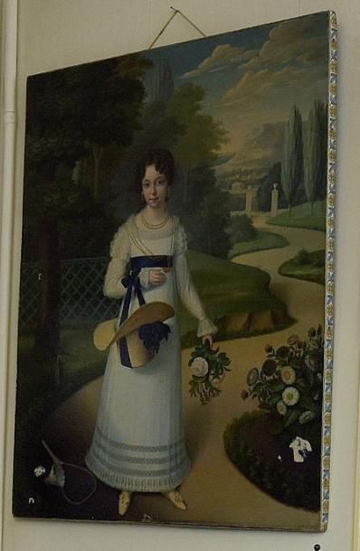 Pierre Charles CIOR (1769-1840) Portrait de jeune femme dans un parc
Huile sur toile,...