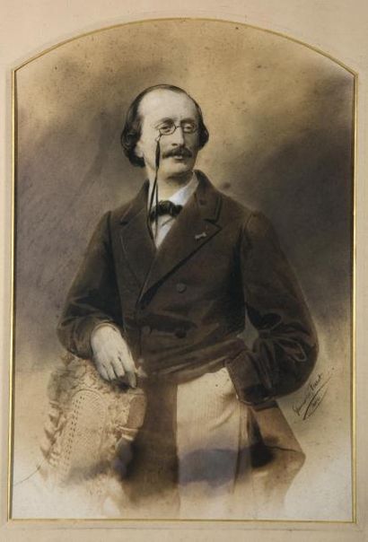 Pierre FERRET (actif 1857-1880) Grande photo rehaussée représentant Jacques Offenbach...