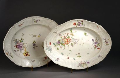 null Deux plats ovales en porcelaine de Frankenthal orné de fleurs polychromes
Ailes...