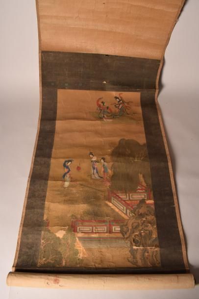 null JAPON - Fin XIXe siècle

Ensemble de trois peintures japonaises:

- Encre et...