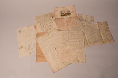 null Suite de neuf lettres et fragments autographes diverses des XVIIIe et XIXe ...