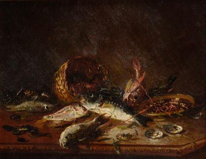 null Giovanni CALVINI (XIXe - XXe siècle)

Nature morte aux poissons

Huile sur toile,...