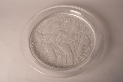 null *LALIQUE France

Grand plat rond en verre préssé moulé à décor de paons

signature...