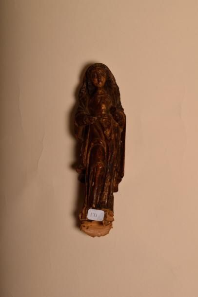 null Statuette de Sainte Femme en bois doré XVIIème siècle Accidents H. 18 cm JB...